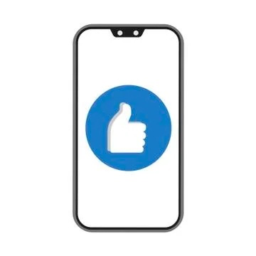 Phone and like on white background. Vector illustration in trendy flat style Stockillustratie