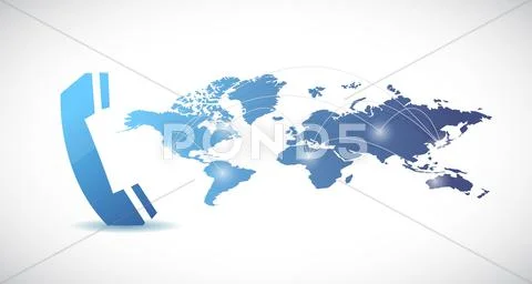 Phone and world map illustration design Stock Illustrationen