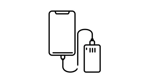 Phone animated icon displaying connected smartphone power bank unit Vídeo Stock 341962021