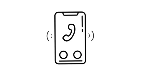 Phone animated icon displaying smartphone incoming call screen outline Vídeo Stock 341962058
