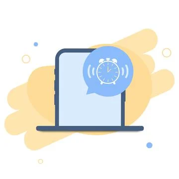 Phone with app alarm clock on the screen. Wake up time settings. Set up alarm Stock Illustration