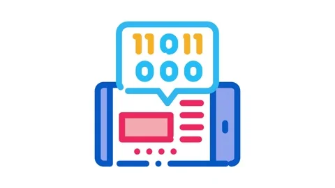 Phone app binary code Icon Animation Stock Footage 145264531