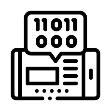 Phone app binary code icon vector outline illustration Stock Illustration