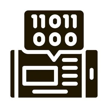Phone app binary code icon Vector Glyph Illustration イラスト素材