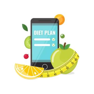 Phone with app of diet plan Stock Illustration