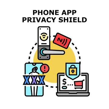 Phone app privacy shield protecting digital data security Stock Illustration