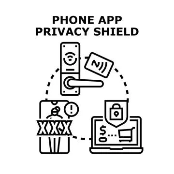 Phone app privacy shield protecting digital data security Stock Illustration