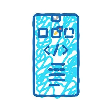 Phone application development icon doodle illustration Illustrazione stock