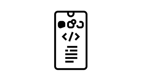 Phone application development line icon animation Stock Footage 163795286