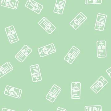 Phone application for meditation line vector seamless pattern Illustrazione stock