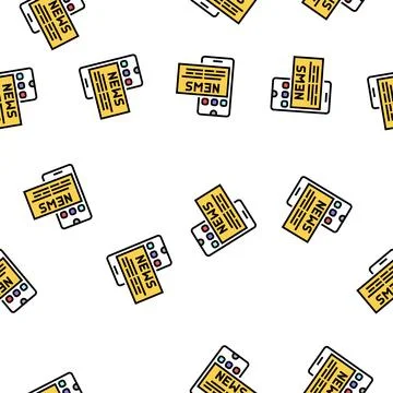 Phone application news vector seamless pattern Illustrazione stock