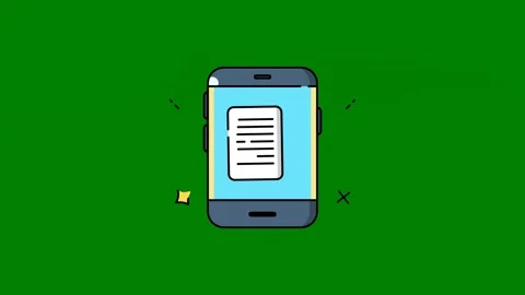 Phone an arrow pointing to the screen illustration message paper green Video stock 314067438