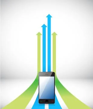 Phone arrow rising toward same direction success concept illustration design Stock Illustration