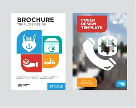 Phone auricular and clock delivery brochure flyer design template イラスト素材