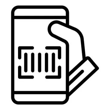 Phone barcode scanner icon, outline style Illustrazione stock