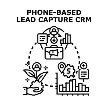 Phone based lead capture crm system developing strategy Stock Illustration