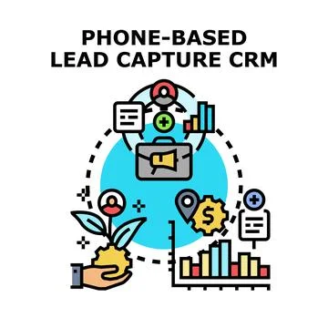 Phone based lead capture crm system developing strategy Stock Illustration
