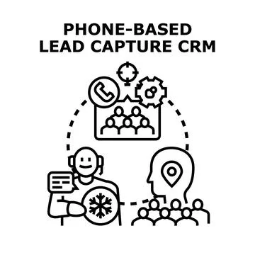 Phone based lead capturing crm process concept Illustrazione stock