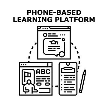 Phone based learning platform concept illustration Stock Illustration