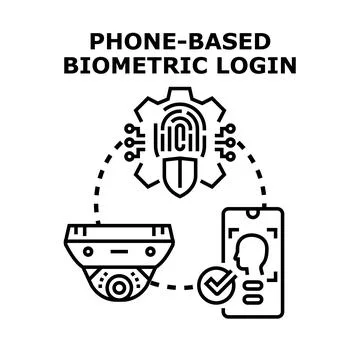 Phone biometric login security system access Stock Illustration
