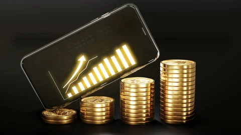 Phone on Bitcoin Crypto screen chart up trend dynamic chart Stock-Footage 141984678