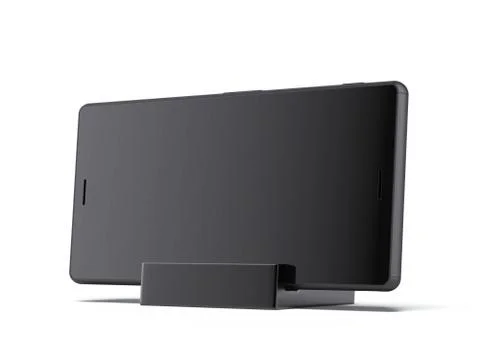 Phone on black Charging Stand 库存插图