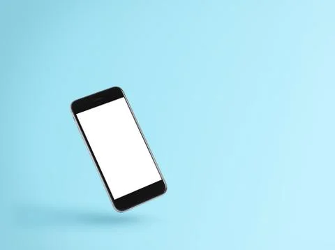 Phone blank screen on blue background concept Stock Photos