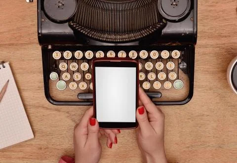 Phone with blank screen  in hand Foto stock