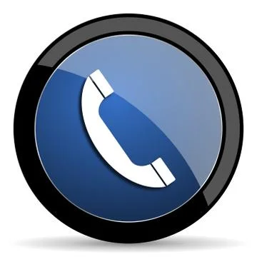 Phone blue circle glossy web icon on white background, round button for inter Stock Illustration