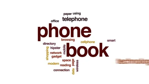 Phone book animated word cloud, text design animation. Stock Footage 80315869