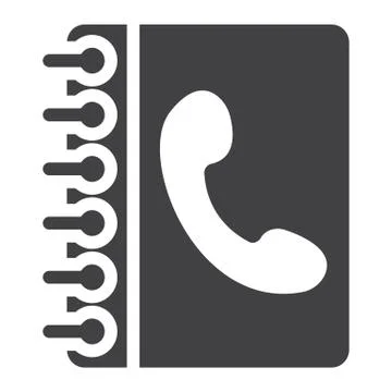 Phone book solid icon, Contact us and website 스톡 일러스트