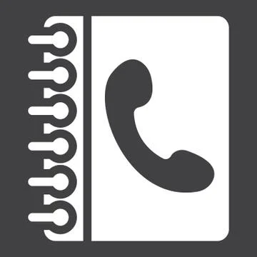 Phone book solid icon, Contact us and website 스톡 일러스트