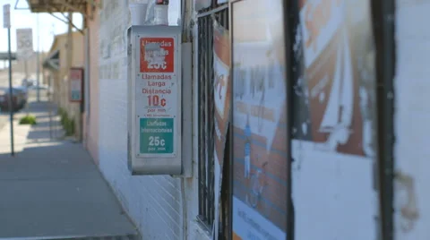 Phone Booth in a Border Town Stock Footage 60128676