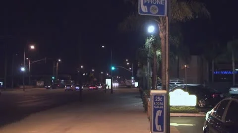 Phone booth at night Stock Footage 10746752