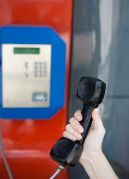 At the phone booth Stock-Fotos