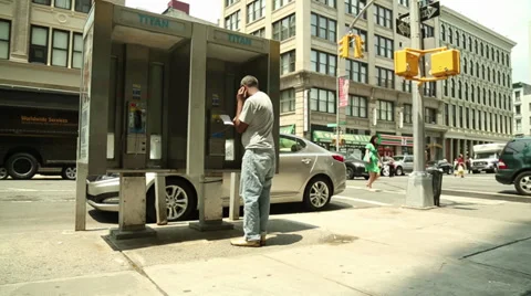 Phone Boxes NYC Stock Footage 33962123