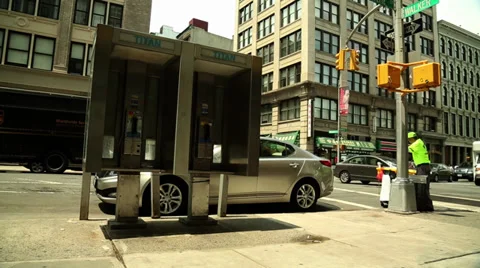 Phone Boxes NYC Stock Footage 33962146