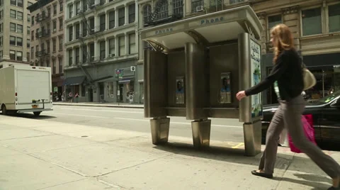 Phone Boxes NYC Stock Footage 33962390