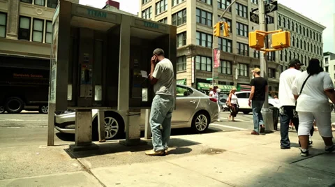 Phone Boxes NYC Stock Footage 33962423