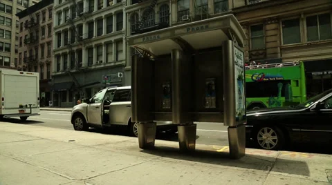Phone Boxes NYC Stock Footage 33962440