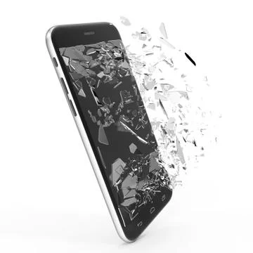 Phone with broken screen isolated on white background for your design project Stock Illustration