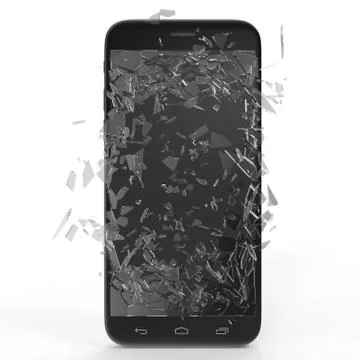 Phone with broken screen isolated on white background for your design project Stock Illustration