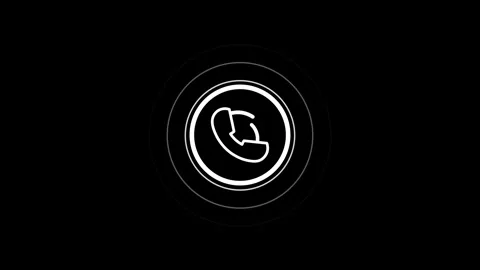Phone button ringing signal screen animation isolated on black background Stock Footage 345554863