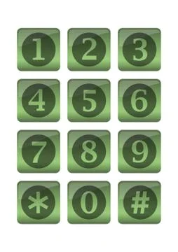 Phone buttons in green gradient design Stock Illustration
