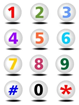 Phone buttons set with colored numbers Stock Illustration