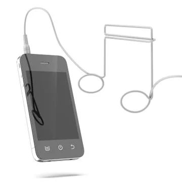 Phone with cable in the form of music note Stock Illustration