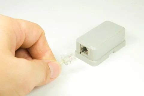 Phone cable on white background Stock Photos