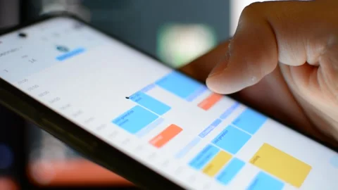Phone calendar app on google browser. planning event on calendar application. Video stock 297844078