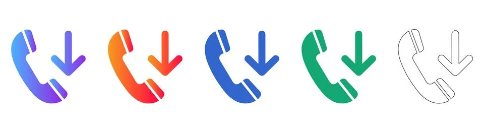 Phone Call Answer Icons Set in Multiple Styles Stock Illustration