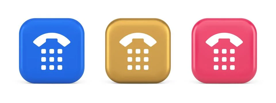 Phone call button application handset mobile contact communication 3d reali.. Stock Illustration